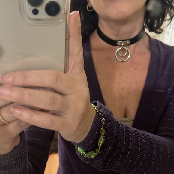 Black leather choker gothic punk emo accessory - Picture 9 of 9